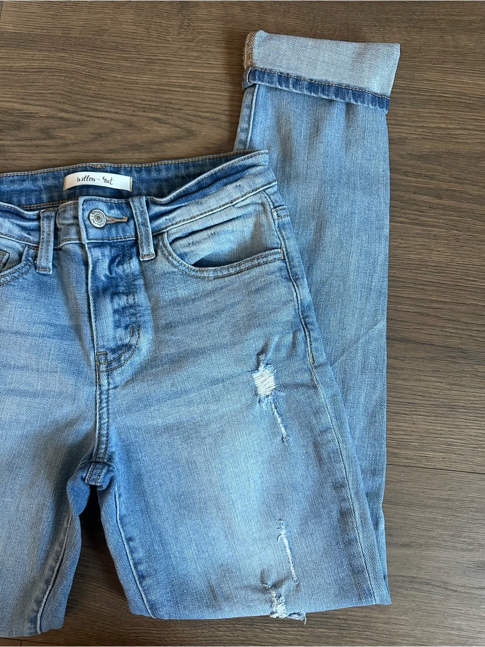 Willow & Root Distressed Straight Leg Jeans